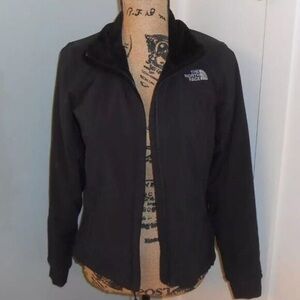 The North Face Jacket Women s Size Small Solid Black Lined Sherpa Full full zip